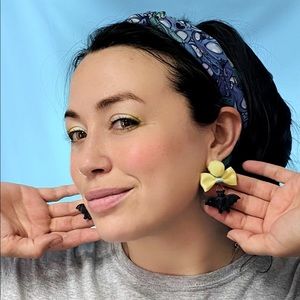 Handmade pierced kawaii inspired bat earrings